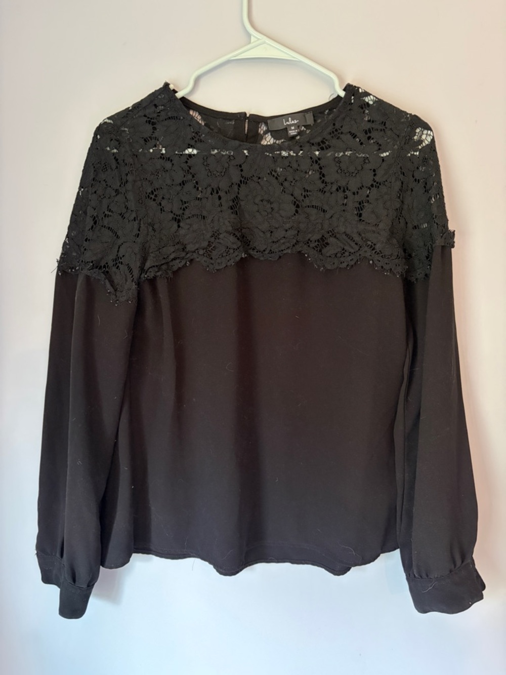 Lulu's Black Lace Yoke Blouse